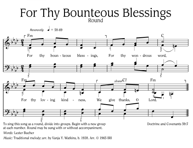 For Thy Bounteous Blessings